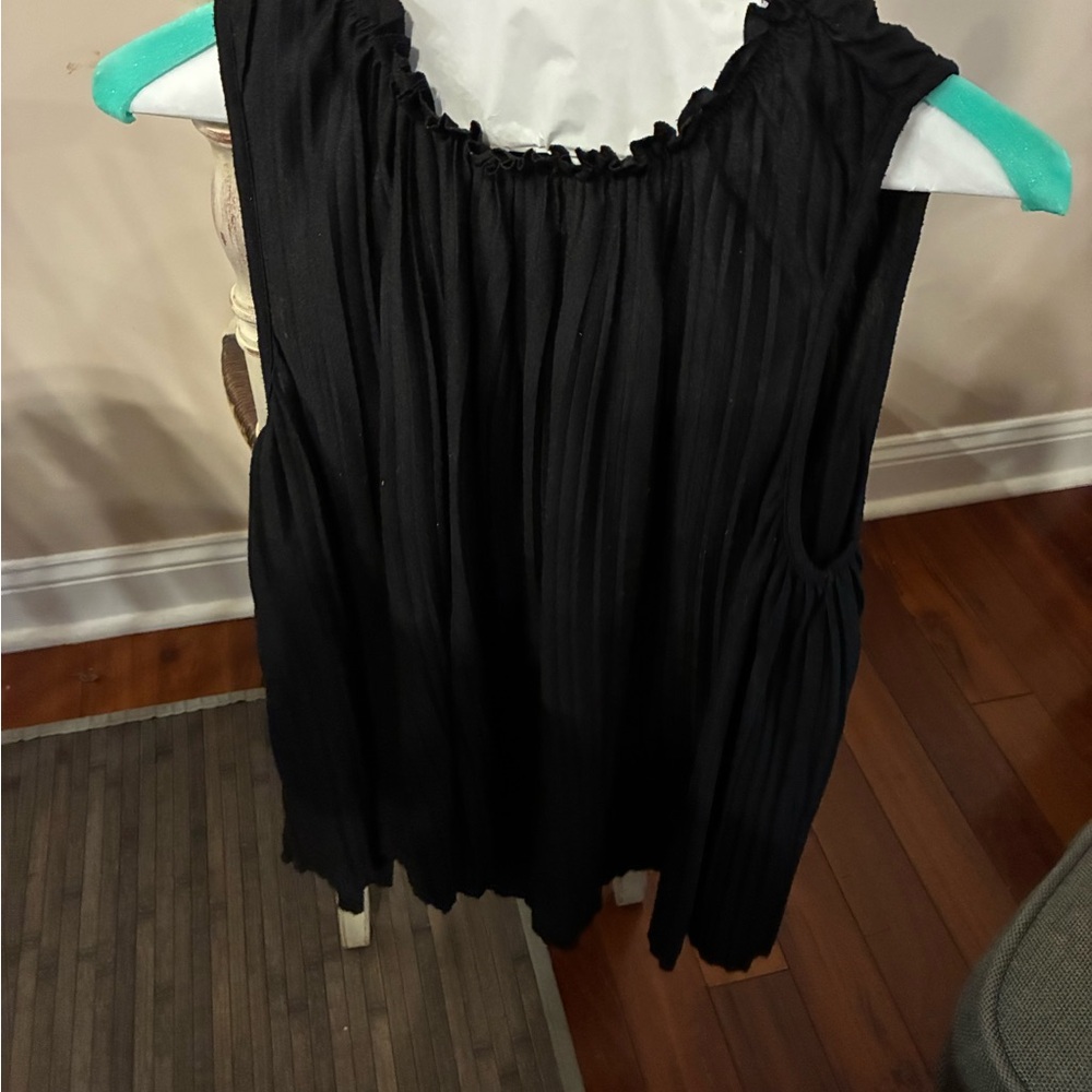 Sundays Black Ruffled Sleeveless Blouse